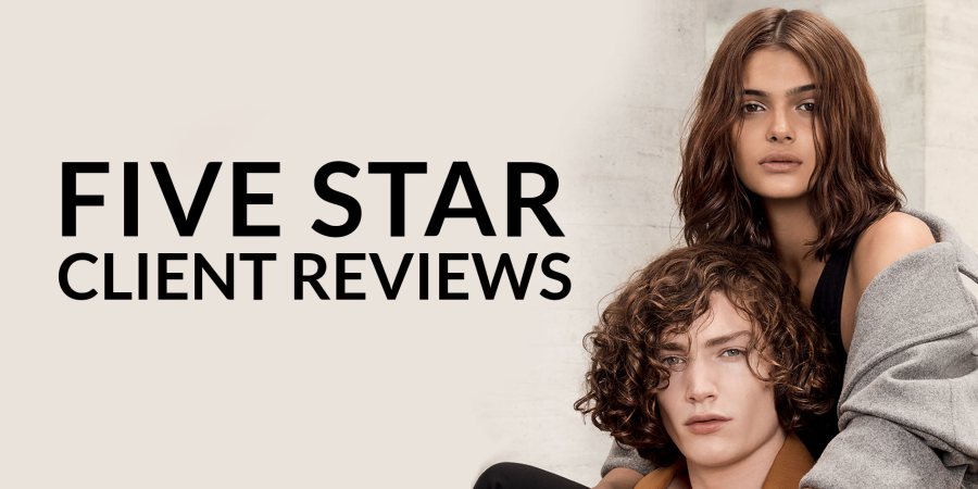 five star client reviews banner